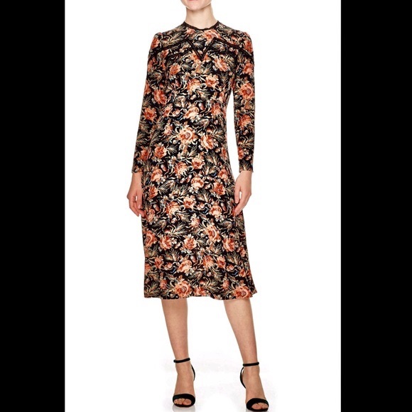 SANDRO 'Sven' Silk Midi Dress Size 2 - Picture 3 of 10